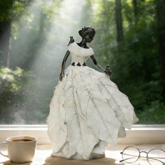 DiliComing Fairy Garden Statue 14.5 inch white resin front view