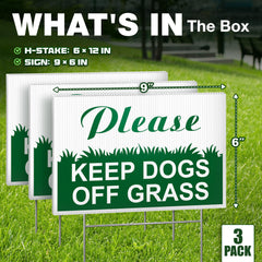 DIMARONGTON Keep Dogs Off Grass Sign showing double-sided print