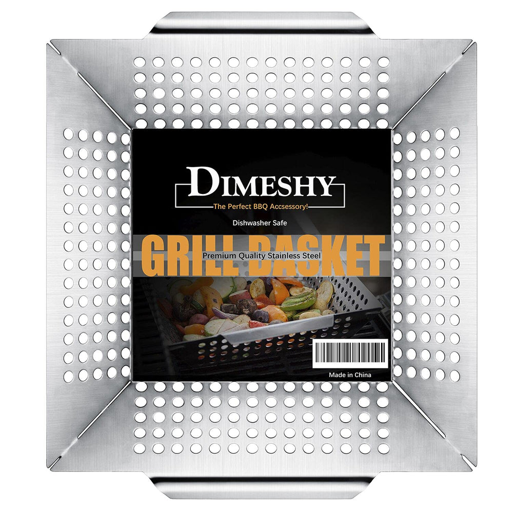 DIMESHY Grill Basket 12 Inch stainless steel front view