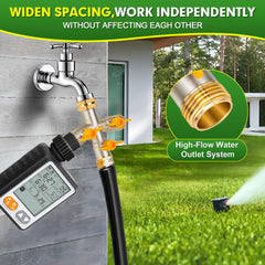 DINGBAI 3-Way Hose Splitter showing installation process without tools