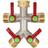 DINGBAI 4-way hose splitter deep red color front view