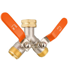 DINGBAI Brass 2 Way Hose Splitter front view