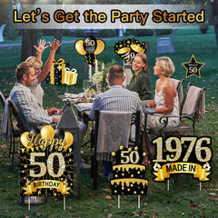 Display of MOORAY yard signs with balloons and stars