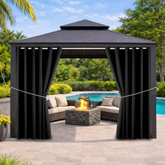 DIVA EN CAMINO DEC Black Outdoor Curtains 84"W x 108"L front view