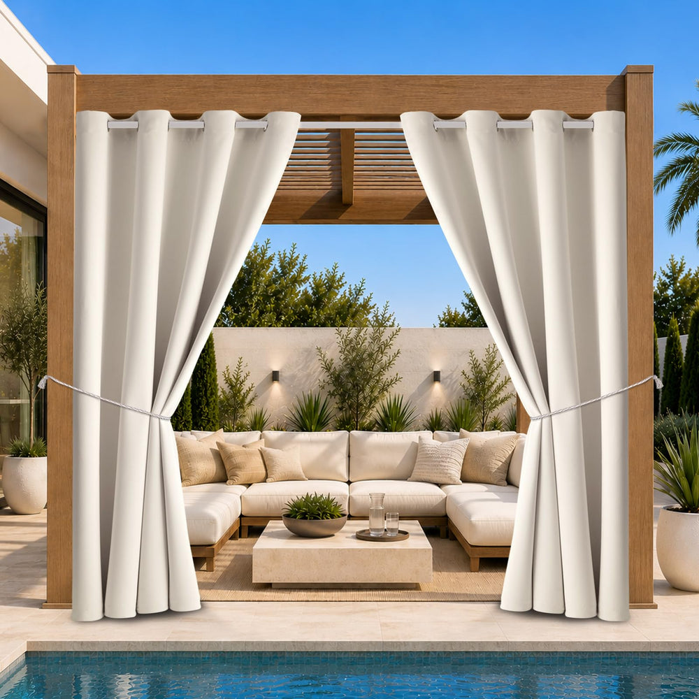 DIVA EN CAMINO DEC Outdoor Curtain Set, cream colour front view