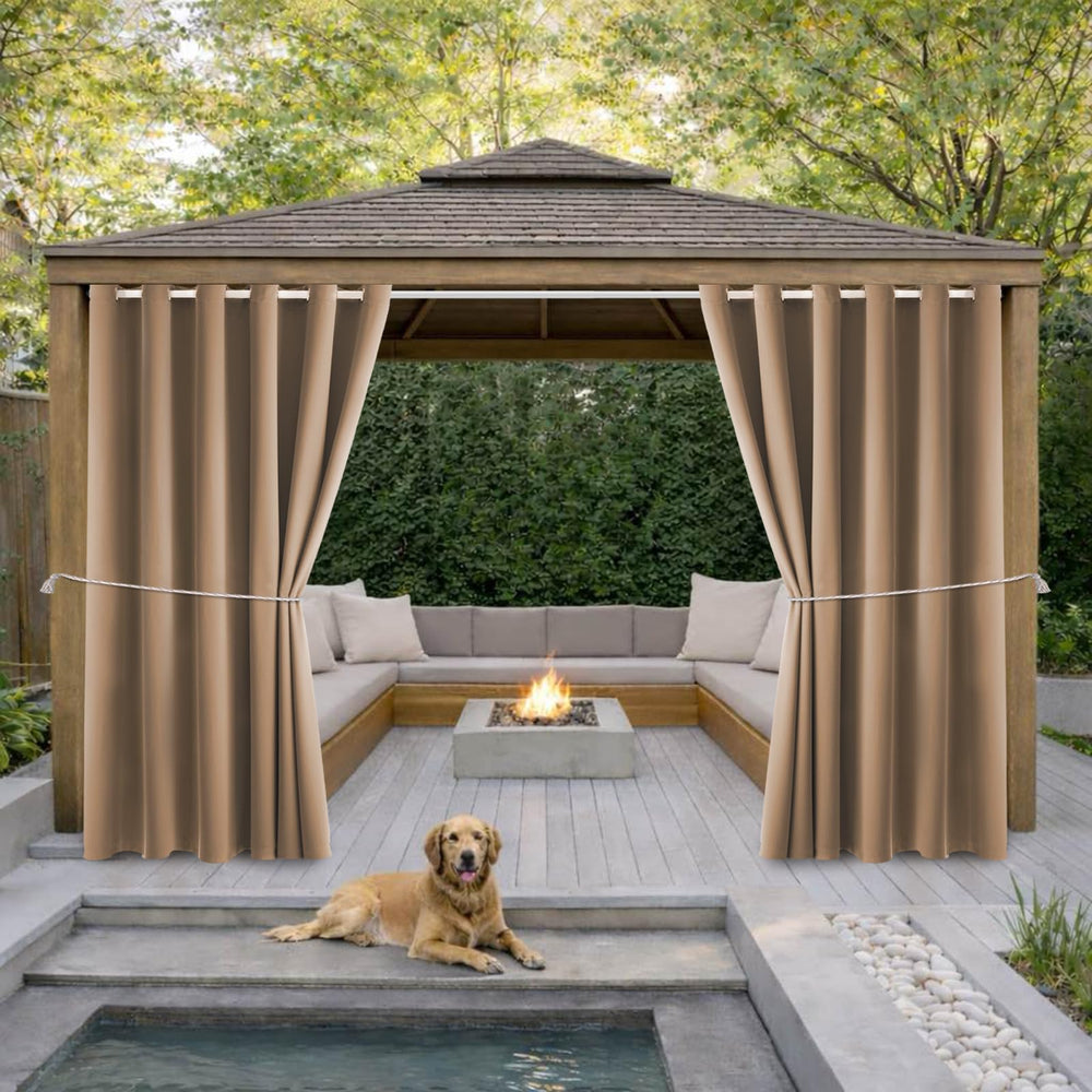 DIVA EN CAMINO DEC Outdoor Patio Curtain Camel Brown front view