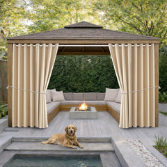 DIVA EN CAMINO DEC Outdoor Patio Curtains beige front view