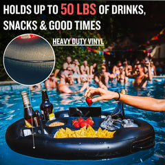 DIVEBLAST Floating Drink Holder in pool with drinks
