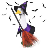 DIYDEC Halloween Goose Outfit with witch cape, hat, and broom