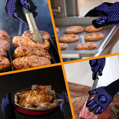 DKHDBD BBQ Gloves length comparison against a cooking pot