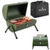 DNKMOR Portable Charcoal Grill with wood handle, green