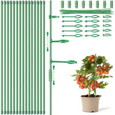 Dntorx 12 Inch Adjustable Plant Stakes 16 pcs set with various ring clips