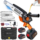 DocSmart Mini Chainsaw with 8-inch chain and guide bar front view