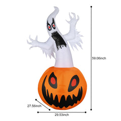 Dofulay 5Ft Halloween Inflatable Ghost Pumpkin lit up at night