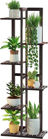DolceLuna Plant Stand Indoor 6 Tier Bamboo Shelf Espresso