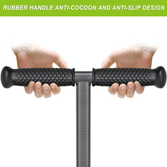 Dolibest Lawn Coring Aerator laid flat with included 12-inch weeder handle tool