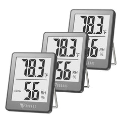 DOQAUS 3 Pack Digital Hygrometer indoor thermometer grey front view