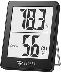 DOQAUS Digital Hygrometer Indoor Thermometer black front view