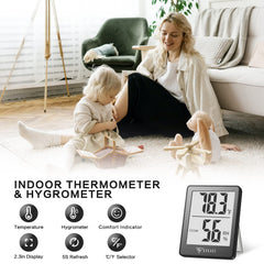 DOQAUS Digital Hygrometer showing air comfort indicator