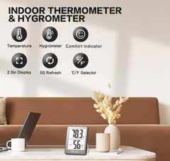 DOQAUS Digital Hygrometer with clear LCD display