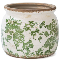 Dosayes Vintage Ceramic Flower Pot front view with floral design
