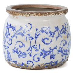 Dosayes Vintage Ceramic Flower Pot front view with floral design