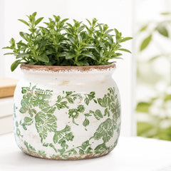 Dosayes Vintage Ceramic Flower Pot side view showing drainage holes