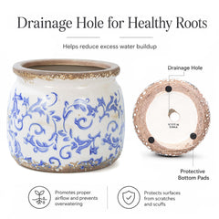 Dosayes Vintage Ceramic Flower Pot with protective pad underneath
