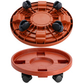 Doseno Plant Caddy with Wheels front view, 13 inches, brown colour