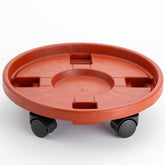 Doseno Rolling Plant Stand Caddy with wheels, brown colour front view