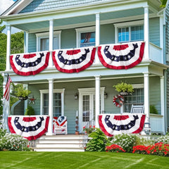 Double-sided TURNMEON American Flags Bunting with stars and stripes pattern