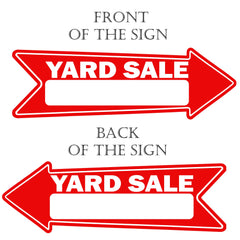 Double-sided yard sale arrow sign with stakes