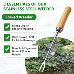Doubleggs weed puller tool set displayed on a wooden table