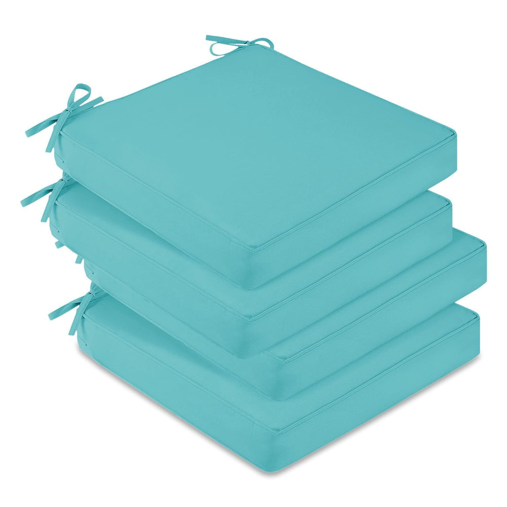 downluxe teal outdoor chair cushion set of 4, front view