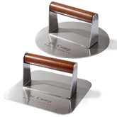 Dr.Camp 2 Pack Stainless Steel Burger Press Set with wood handles