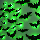 DR.DUDU 36 Pack Halloween bats wall decor with LED glow