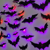 DR.DUDU Halloween Bat Decorations 36 Pack with LED lights
