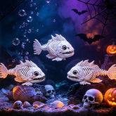 DR.DUDU Halloween Skeleton Fish Decor 3 Pack front view