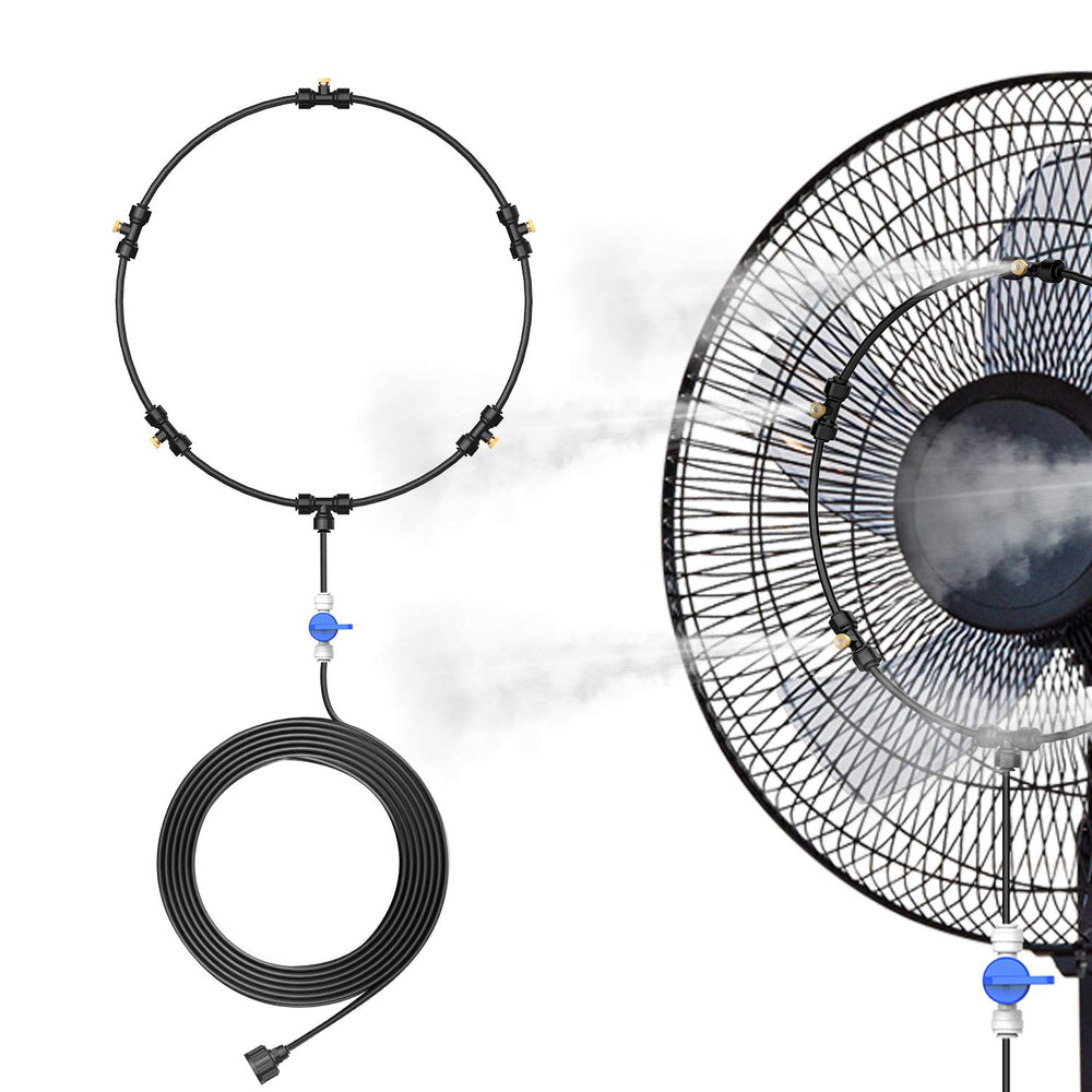 DR.PREPARE Outdoor Misting Fan Kit with 16.4ft black mist hose
