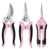 Drametic+ 3 Pack Garden Pruning Shears in pink and black, front view
