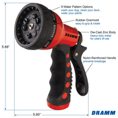Dramm Revolver Heavy Duty Metal Garden Hose Nozzle side view with ergonomic grip
