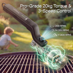 drayvorx Electric Grill Brush side view showing 20kg torque
