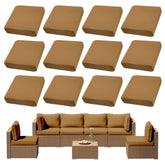 DREAHOTEXTIL 12-piece outdoor cushion covers in camel color front view