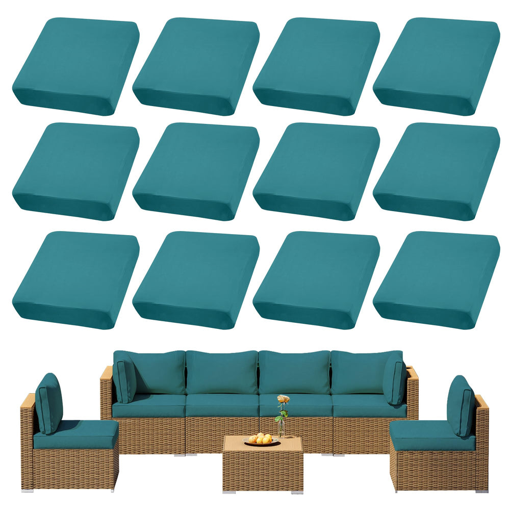 DREAHOTEXTIL 12Pcs Outdoor Cushion Covers in Peacock Blue front view