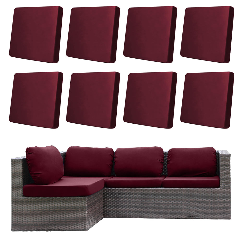 DREAHOTEXTIL 8Pcs Outdoor Cushion Covers in Claret Colour Front View