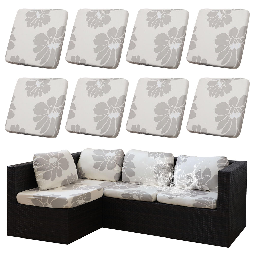 DREAHOTEXTIL 8Pcs Outdoor Cushion Covers in Wild Gardenia front view