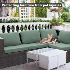 DREAHOTEXTIL cushion covers displayed on patio furniture