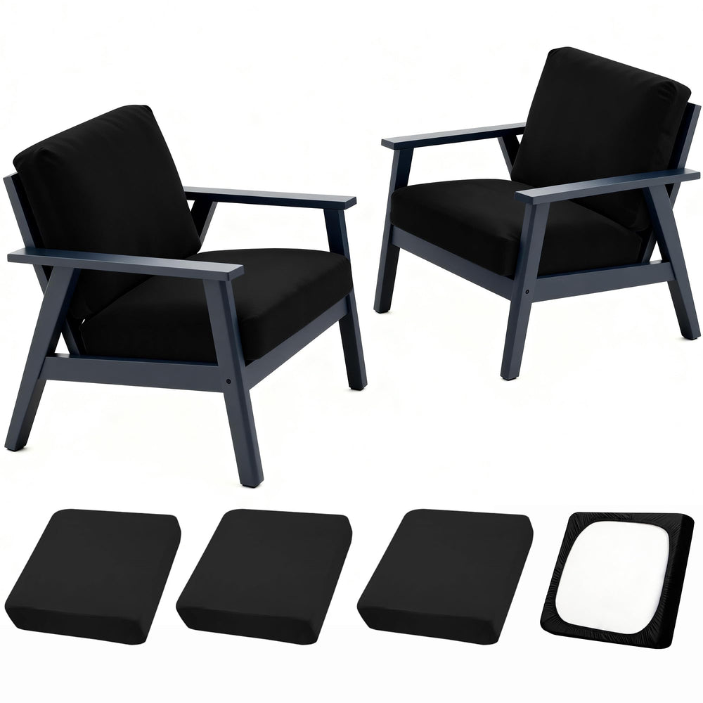 DREAHOTEXTIL Outdoor Cushion Covers 4Pcs Black front view