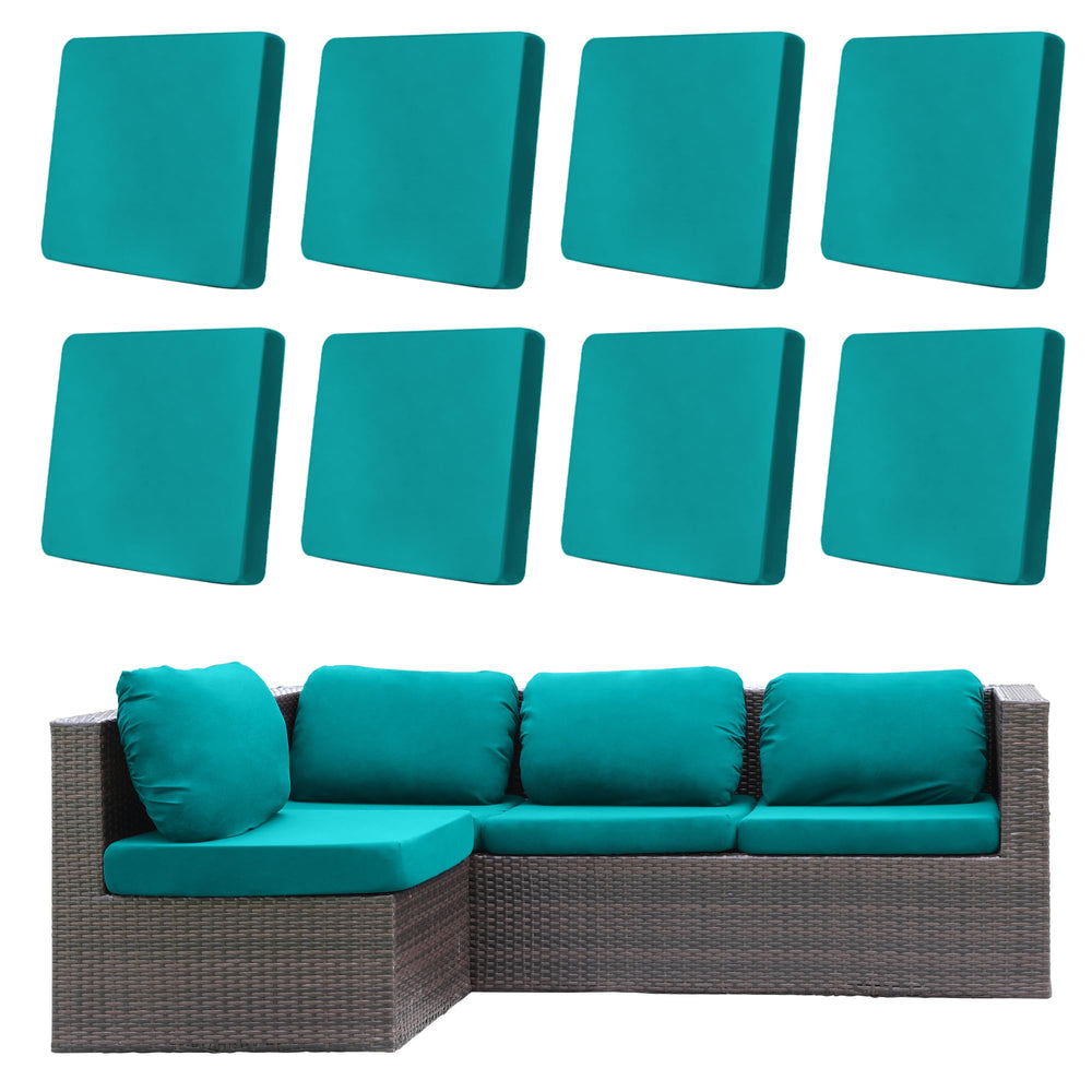 DREAHOTEXTIL Outdoor Cushion Covers 8Pcs Peacock Blue front view