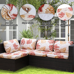 DREAHOTEXTIL Outdoor Cushion Covers showing stretch fit on cushions